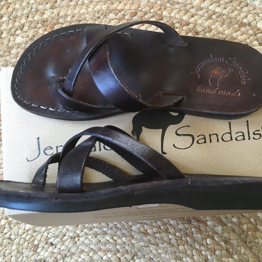 Brown Jerusalem criss cross Sandal